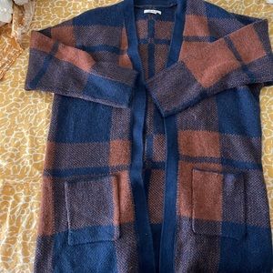 Long line plaid cardigan